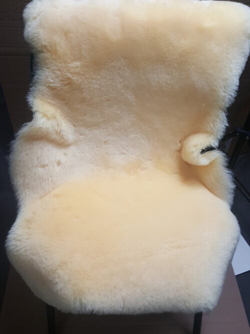 Ivory Short Wool Sheepskin School Chair Cover as used by Steiner Schools With Elastic straps to attach to a chair back