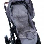 Mid Grey Sheepskin Pram Liner in pram