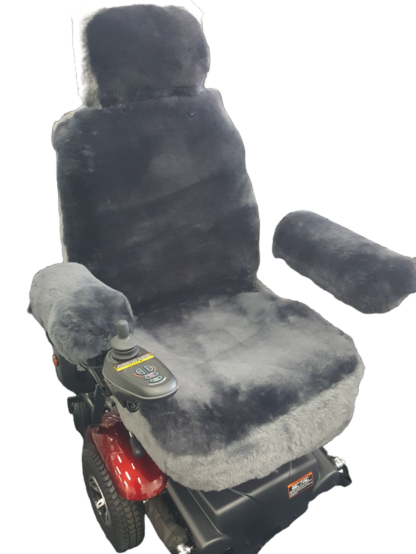 Powered mobility chair - grey sheepskin