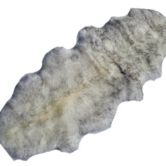 Longwool Double Grey Tip on Ivory Sheepskin rug 210cm long